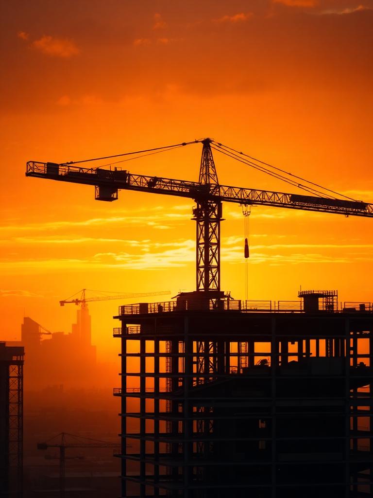 Construction crane at sunset